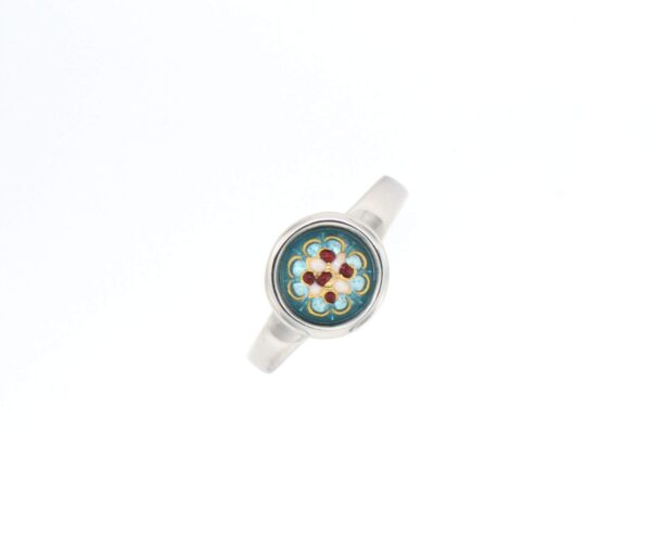 Bague email rond moyen modele bleu ciel