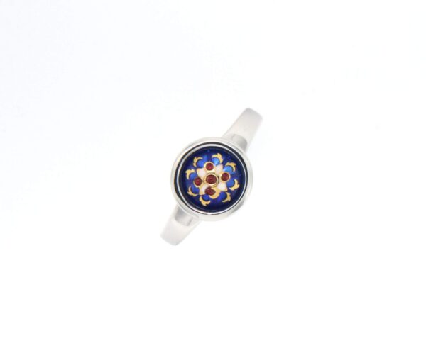 Bague email rond moyen modele bleu de bresse
