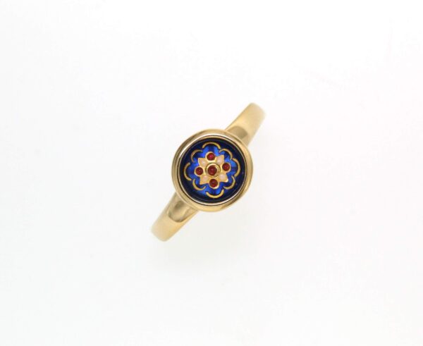 Bague email rond moyen modele bleu de bresse