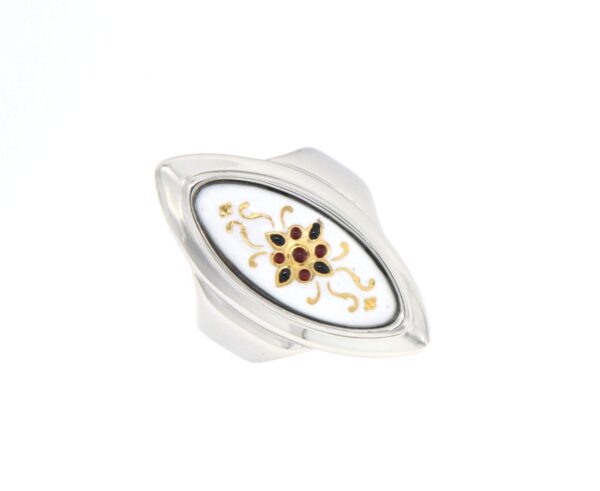 Bague grande navette blanc