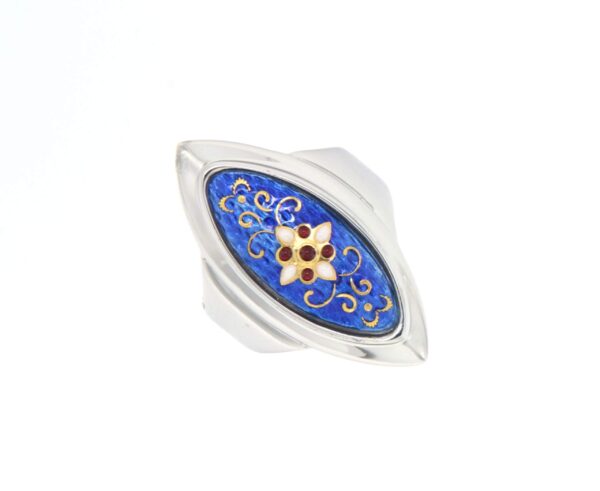 Bague grande navette bleu de bresse
