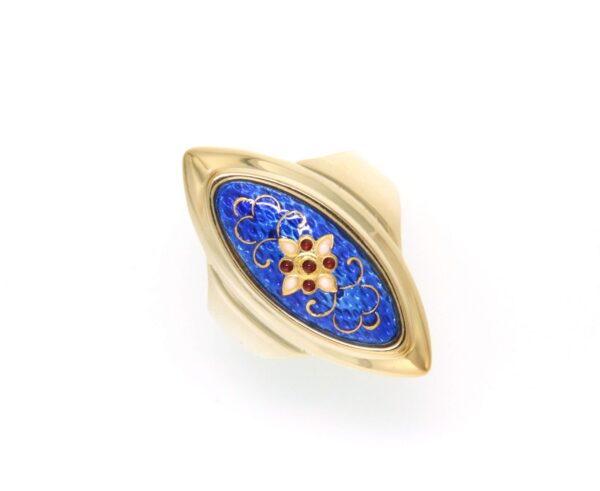 Bague grande navette bleu de bresse