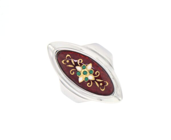 Bague grande navette rouge