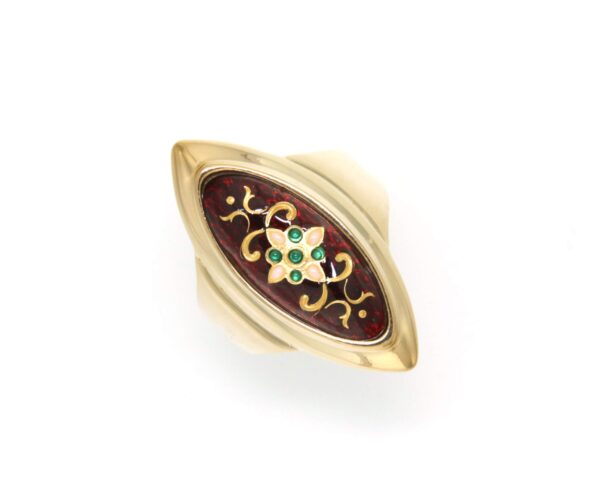 Bague grande navette rouge
