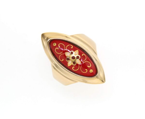Bague grande navette rouge cerise