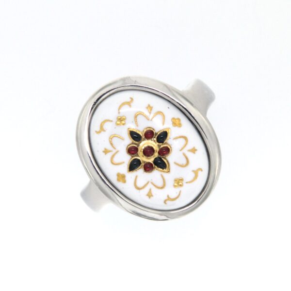 Bague gros ovale blanc