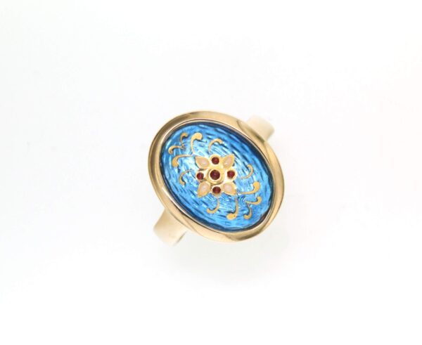 Bague gros ovale bleu azur