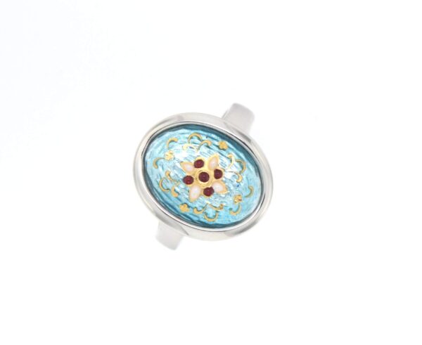 Bague gros ovale bleu ciel
