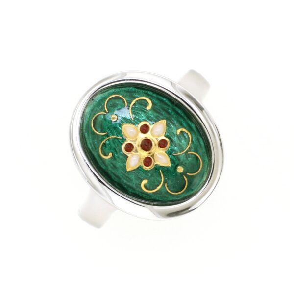 Bague gros ovale vert