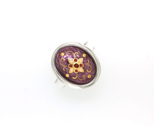 Bague gros ovale violet lilas