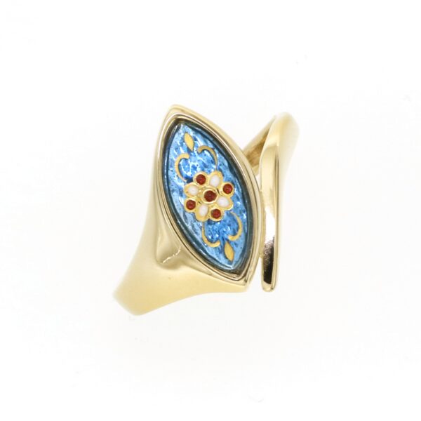 Bague navette petit modele bleu azur