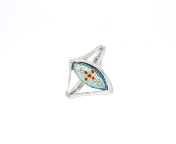 Bague navette petit modele bleu ciel