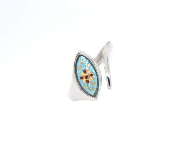 Bague navette petit modele bleu ciel