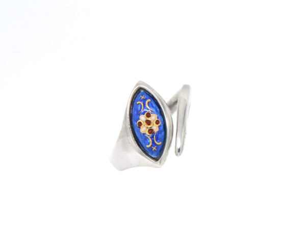 Bague navette petit modele bleu de bresse