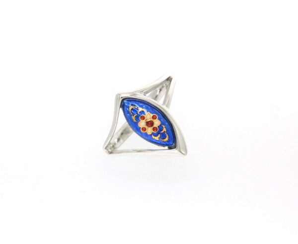 Bague navette petit modele bleu de bresse