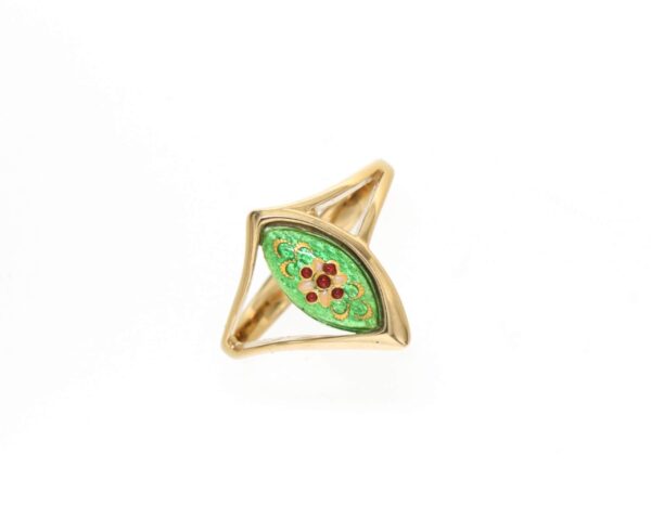 Bague navette petit modele vert chartreuse