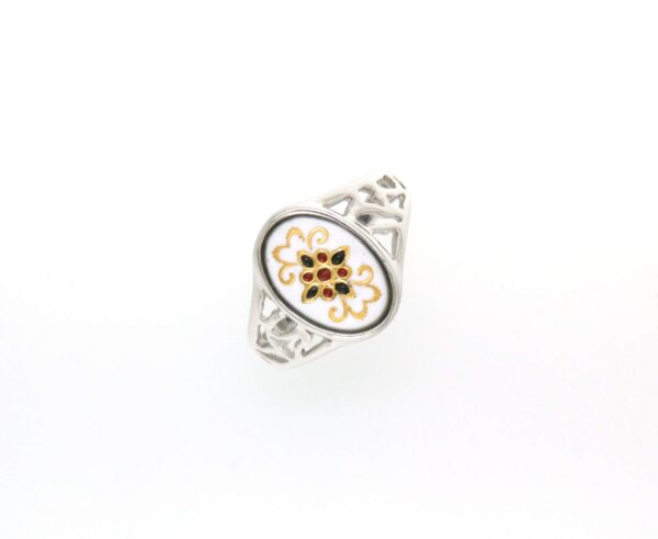 Bague ovale moyen modele cote ajoure blanc