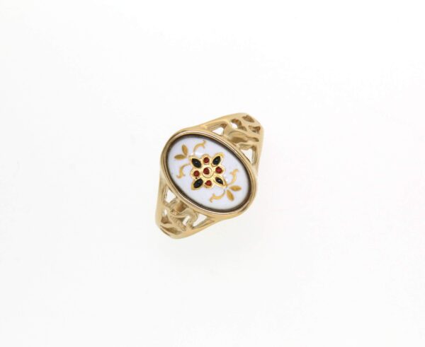 Bague ovale moyen modele cote ajoure blanc