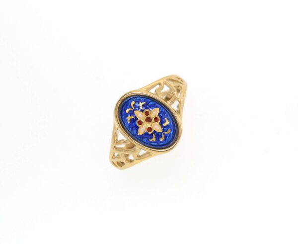 Bague ovale moyen modele cote ajoure bleu de bresse