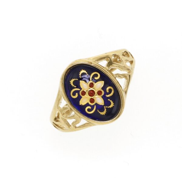 Bague ovale moyen modele cote ajoure bleu de sèvres