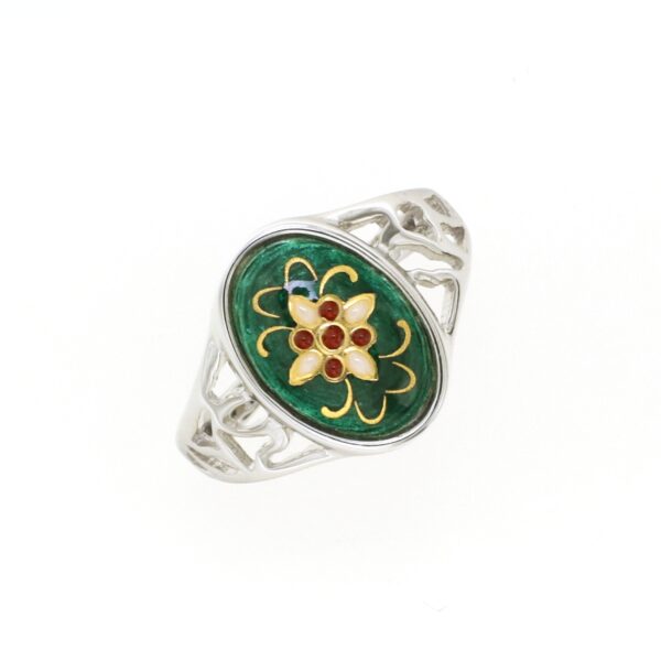 Bague ovale moyen modele cote ajoure vert