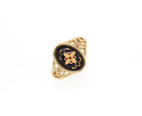 Bague ovale moyen modele cote ajoure violet prune