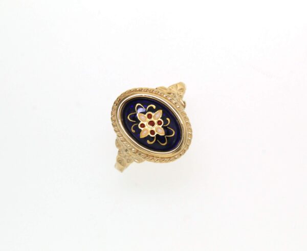 Bague ovale moyen modele style ancien bleu de sèvres