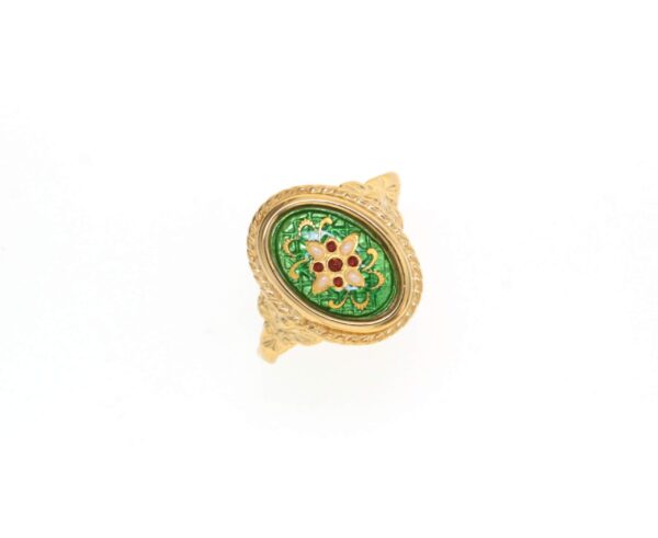 Bague ovale moyen modele style ancien vert chartreuse
