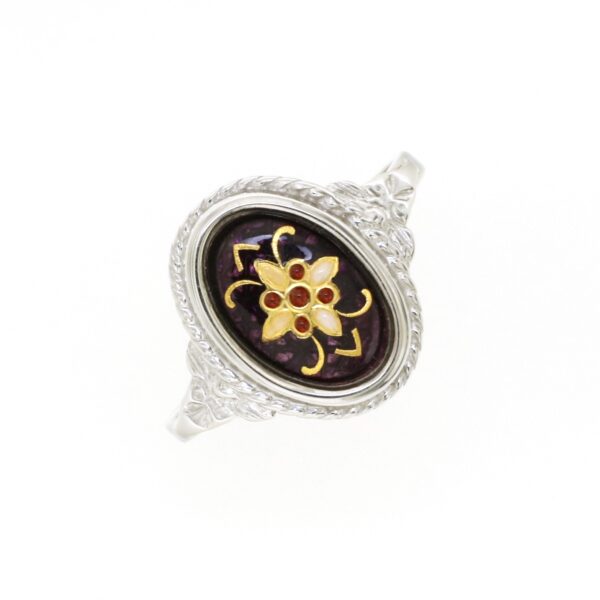 Bague ovale moyen modele style ancien violet prune
