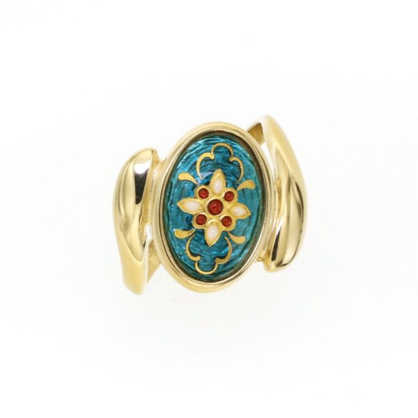Bague ovale moyen modele vert bleuté