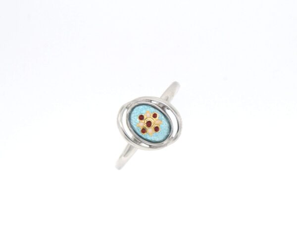Bague ovale petit modele bleu ciel