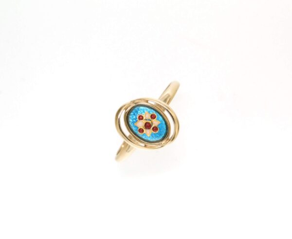 Bague ovale petit modele bleu turquoise