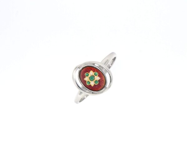 Bague ovale petit modele rouge