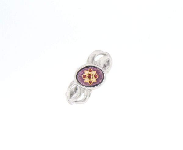 Bague petit email monture 3 fils entrelaces violet lilas