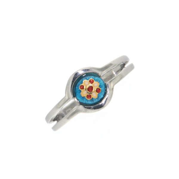 Bague petit rond bleu turquoise