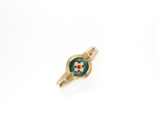 Bague petit rond vert bleuté