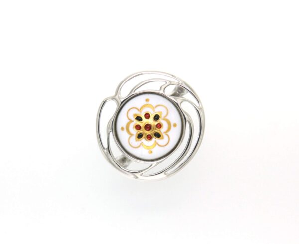 Bague rond monture ajoure grand modele blanc