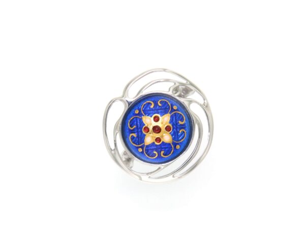 Bague rond monture ajoure grand modele bleu de bresse
