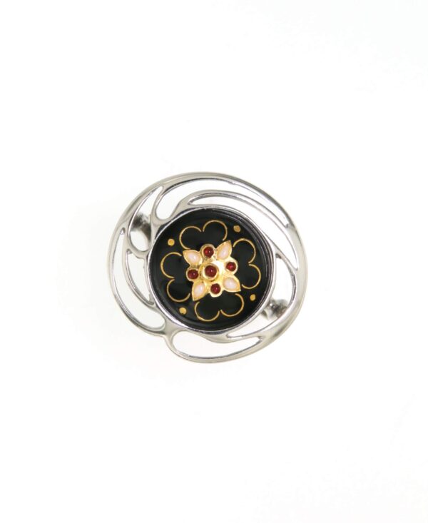 Bague rond monture ajoure grand modele noir