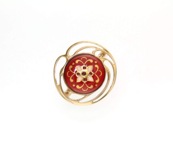 Bague rond monture ajoure grand modele rouge cerise
