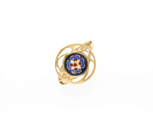 Bague rond monture ajoure petit modele bleu de bresse
