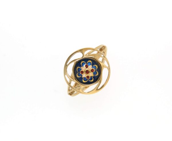 Bague rond monture ajoure petit modele bleu electrique