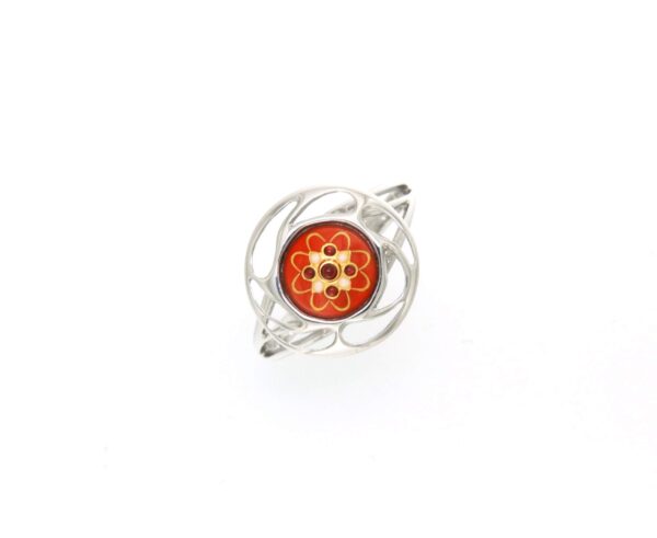 Bague rond monture ajoure petit modele orange