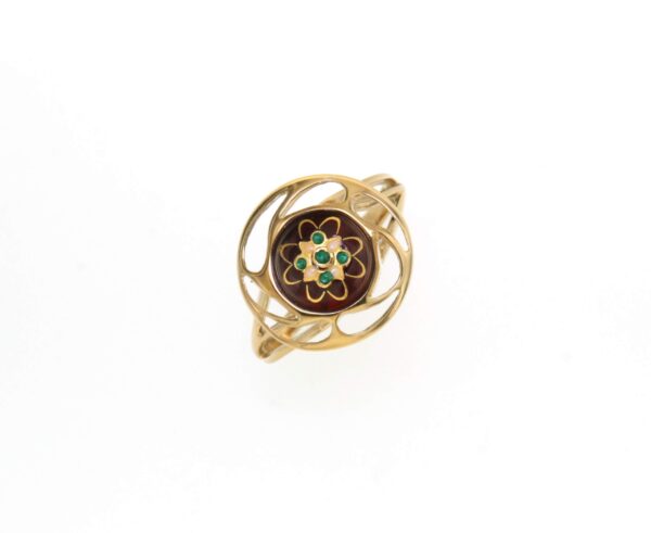 Bague rond monture ajoure petit modele rouge