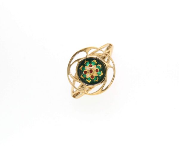 Bague rond monture ajoure petit modele vert