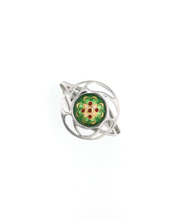 Bague rond monture ajoure petit modele vert chartreuse