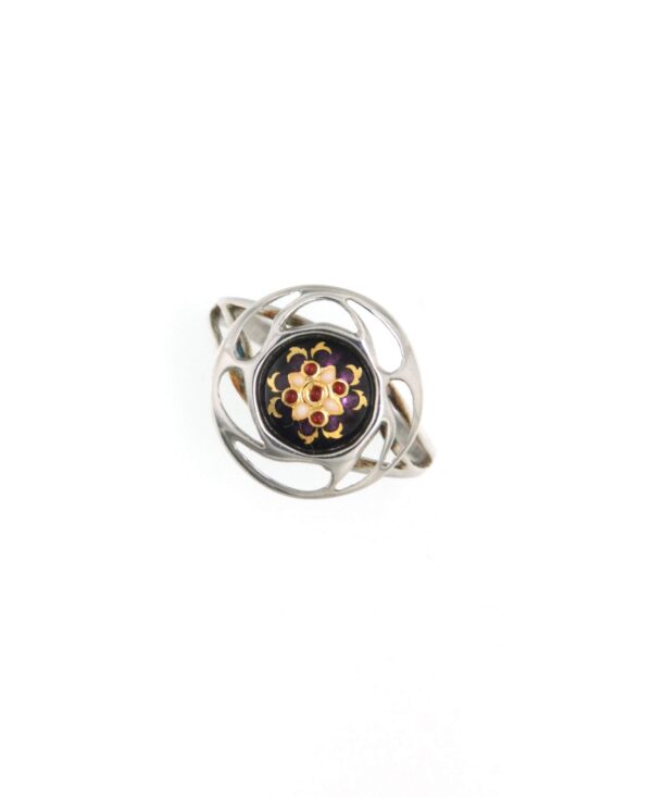 Bague rond monture ajoure petit modele violet prune