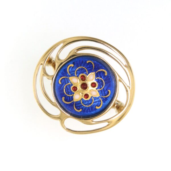 Bague rond monture ajouree grand modele bleu de bresse