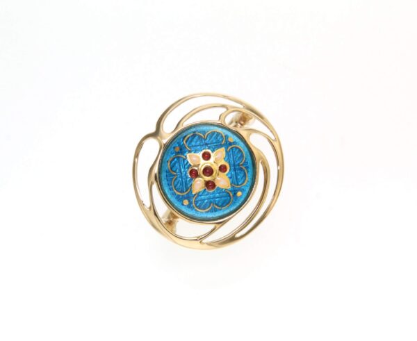 Bague rond monture ajouree grand modele turquoise