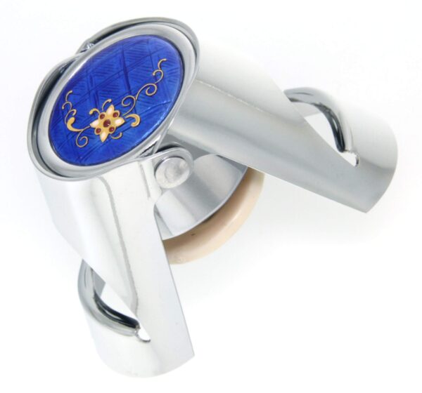Bouchon a champagne chrome avec emaux bressans bleu de bresse